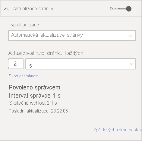 Zobrazení podrobností o aktualizaci stránky