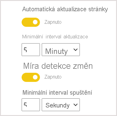 Nastavení automatické aktualizace stránky na portálu pro správu kapacity