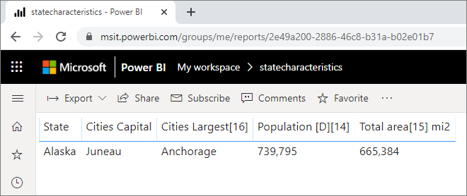 Snímek obrazovky znázorňující cíl podrobné analýzy křížové sestavy Power BI Desktopu