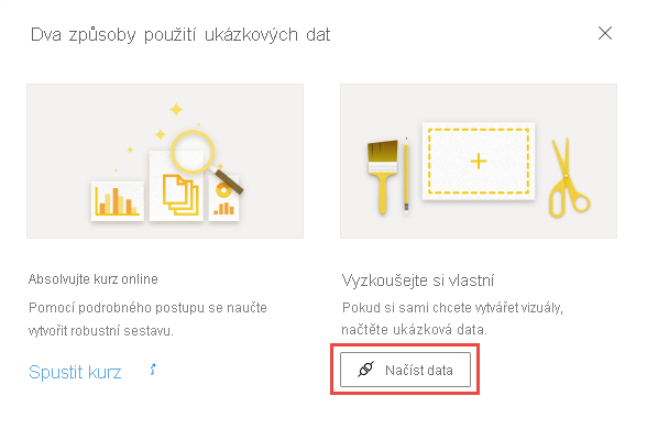 Snímek obrazovky se dvěma způsoby použití ukázkových dat Načíst data >