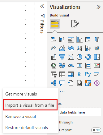 Snímek obrazovky s dalšími možnostmi v podokně Vizualizace Power BI