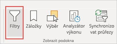 Snímek obrazovky s kartou Zobrazení a zvýrazněním filtrů