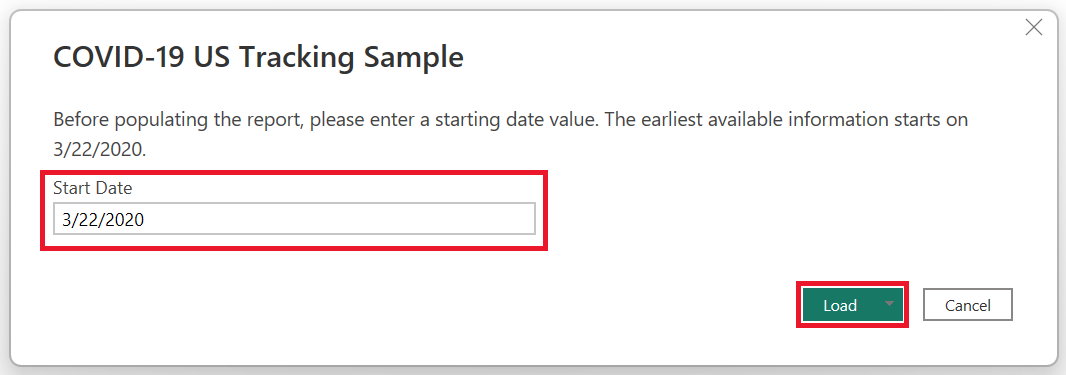 Snímek obrazovky s nastavením parametru Start Data