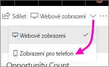 Snímek obrazovky s rozevírací nabídkou Upravit se zvýrazněním rozložení Mobilní zařízení