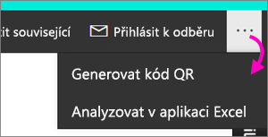 Snímek obrazovky sestavy se zvýrazněným souborem a vygenerováním kódu QR