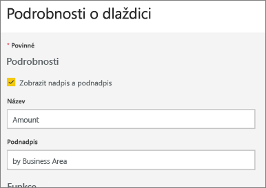 Snímek obrazovky s dialogovým oknem Podrobnosti o dlaždici