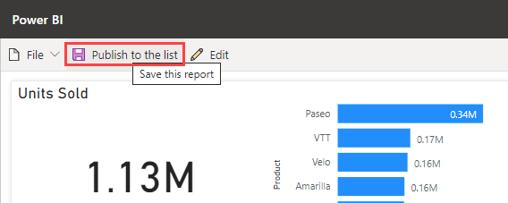 Snímek obrazovky s tlačítkem Vybrat publikovat na seznamu