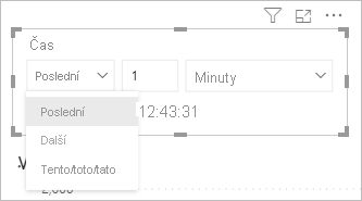 Snímek obrazovky s možnostmi časového období pro kartu filtru