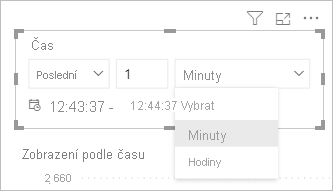 Snímek obrazovky s možnostmi časového intervalu pro kartu filtru