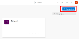 Snímek obrazovky s tlačítkem Nový projekt integrace PBIP a Azure DevOps