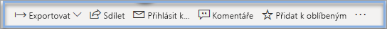 Snímek obrazovky služba Power BI zobrazující tlačítka ikon s popiskem