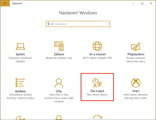 Snímek obrazovky Power BI Desktopu s dialogovým oknem Nastavení Windows