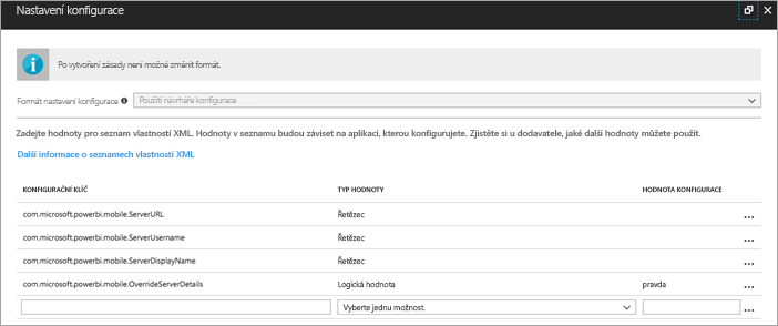 Intune configuration settings