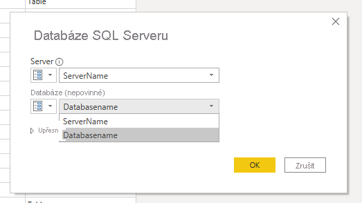 Map the Server and Database name