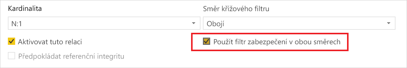 Použití filtru zabezpečení