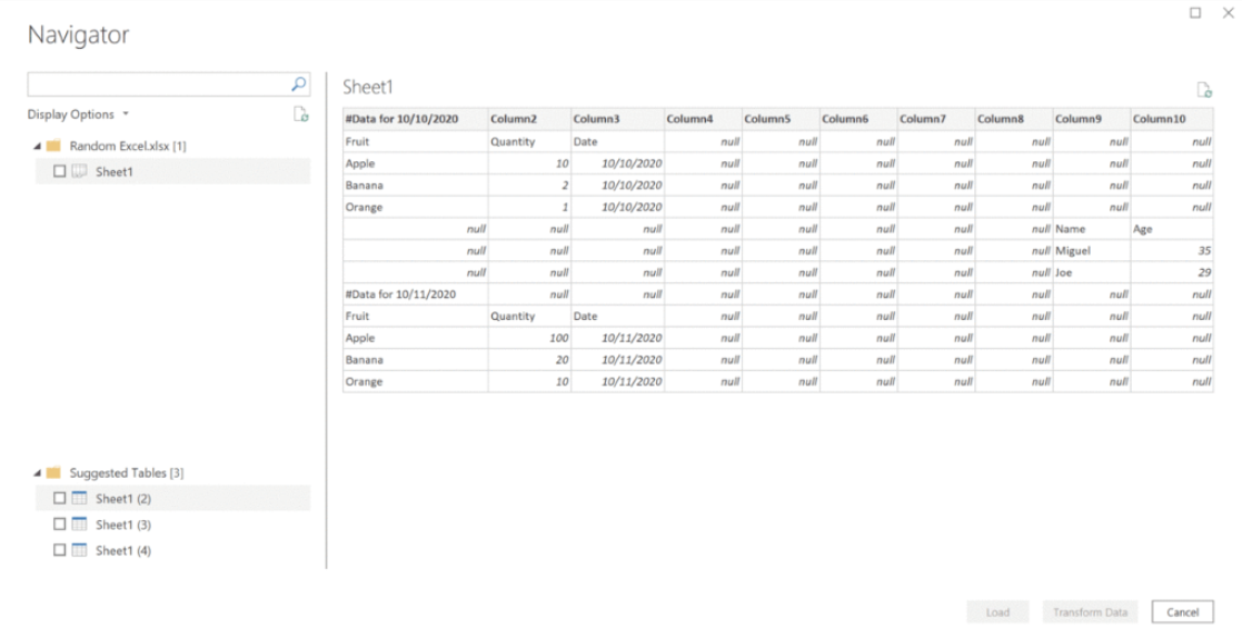 Rozpoznávání excelové tabulky v Power BI Desktopu pro Server sestav Power BI