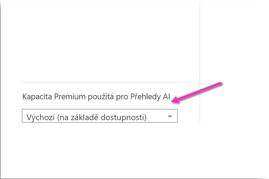 Screenshot of the dropdown option to select the Premium capacity used for AI Insights.