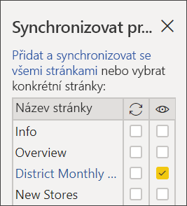 Snímek obrazovky s průřezem Sync District Monthly Sales