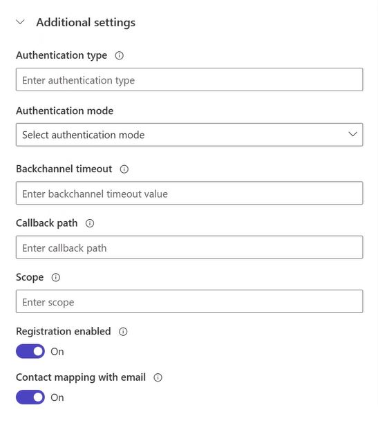 Screenshot dalších nastavení pro zprostředkovatele identity Oauth 2.0.