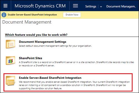 Povolení integrace SharePoint.