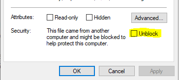 Unblock downloaded asset files