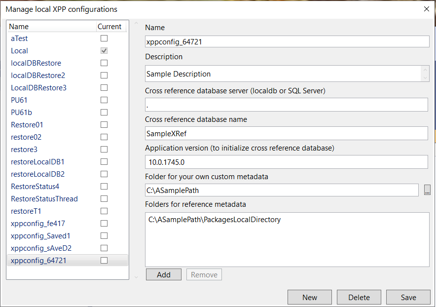 Configure Metadata dialog