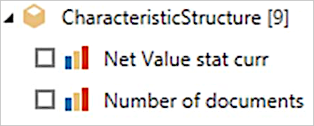 Obrázek navigátoru zobrazující pouze hodnoty net Value stat curr a Number of documents values displayed.