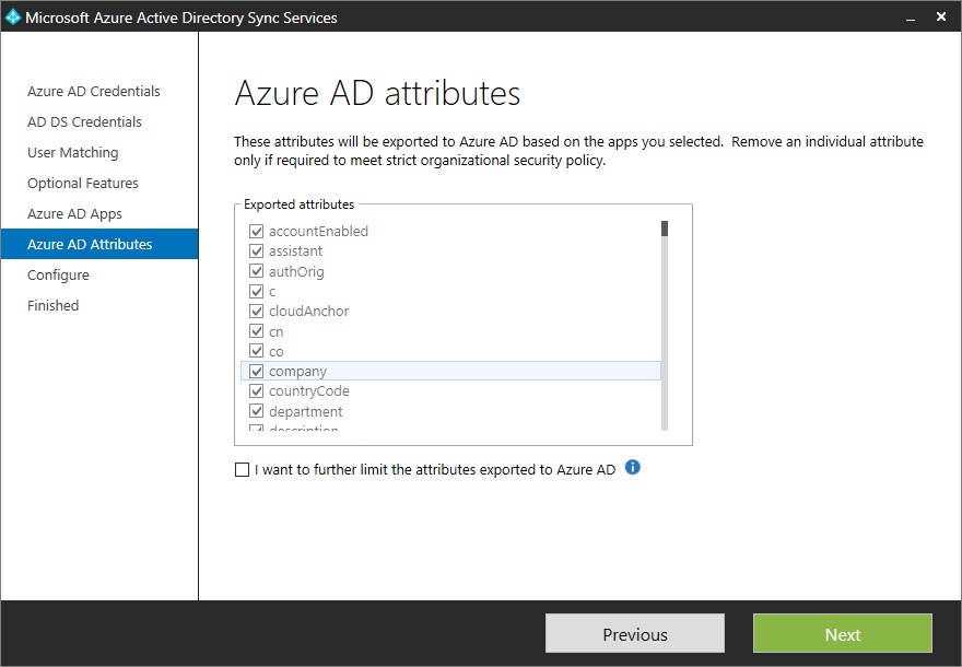 Azure AAD attributes