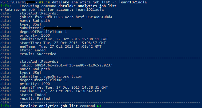 Zdroj dat seznamu Data Lake Analytics