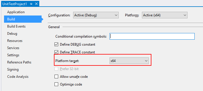 Azure Data Lake U-SQL SDK – Konfigurace projektu x64