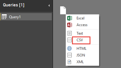 Snímek obrazovky s Editor Power Query se zaškrtnutou možností CSV