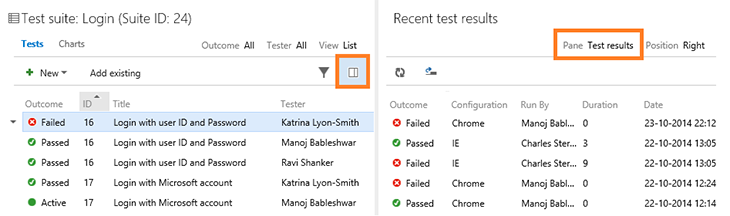 Viewing test results