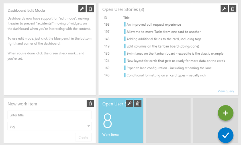 Dashboards edit mode