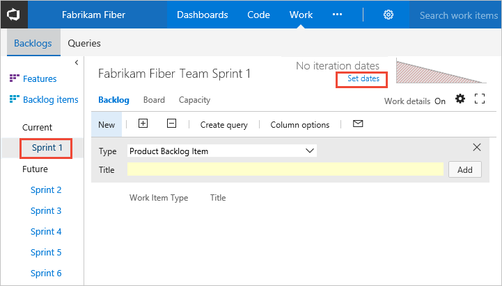 Sprint 1 backlog, Set dates