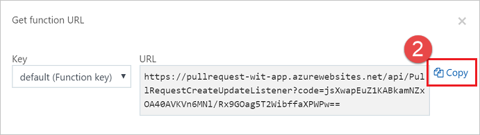 Copy function url