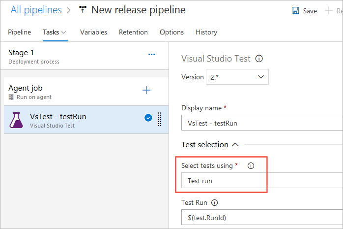 Screenshot shows checking the test selection method setting.