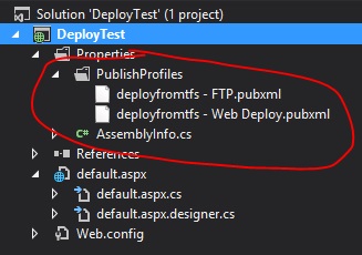 Publish Profiles in Solution Explorer