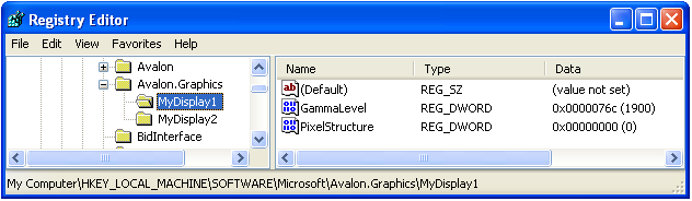 ClearType settings in the Registry Editor