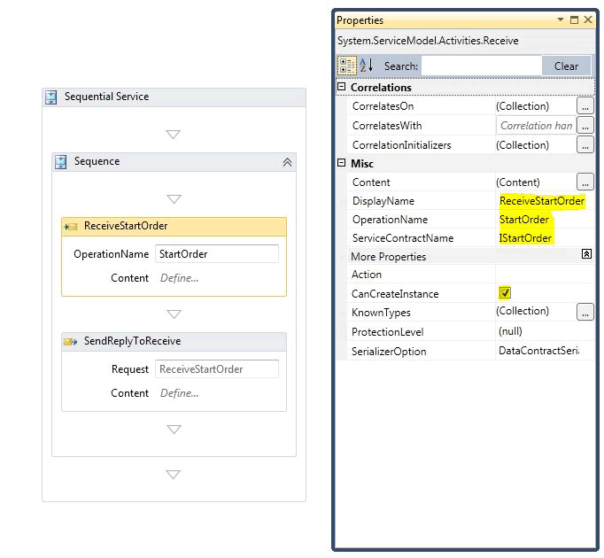 Set Receive Activity Properties