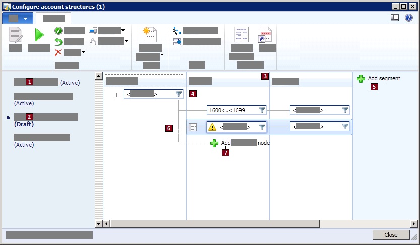 Configure account structures form