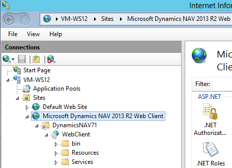 The NAV Web client structure on IIS