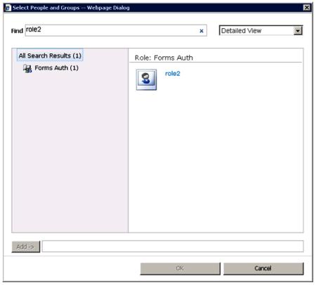 Searching for role2 in the People Picker