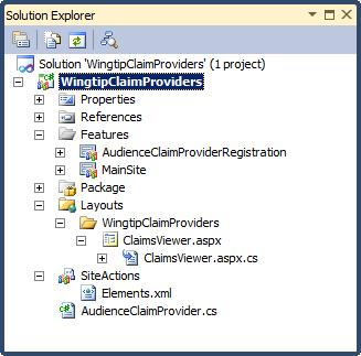 WingtipClaimProviders.sln in Solution Explorer