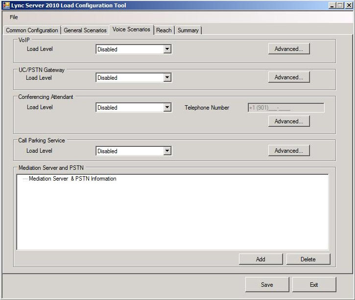 Voice scenario load levels