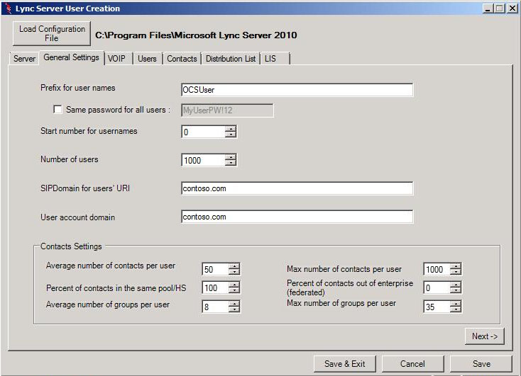 Stressconfig.exe general settings