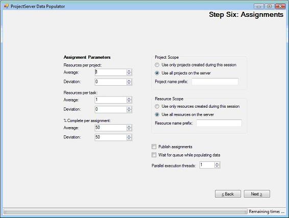 Project Server Data Population - step 6