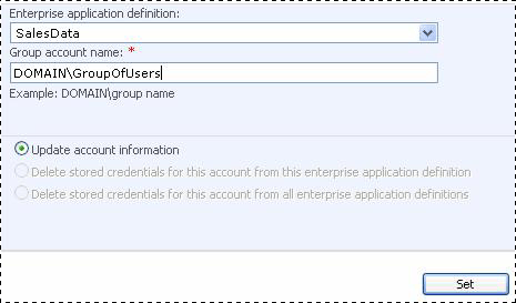 Excel Services Account Information window