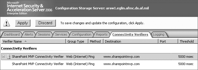 Apply button in the ISA Server Management Console