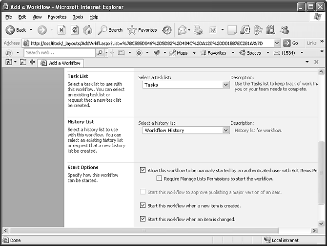 Other workflow settings options