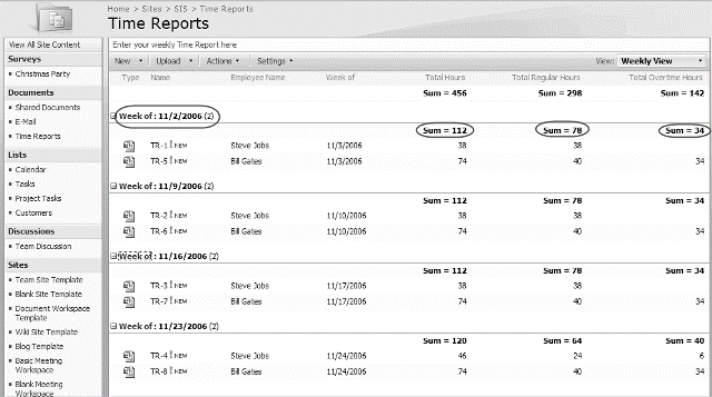 InfoPath Form time card example